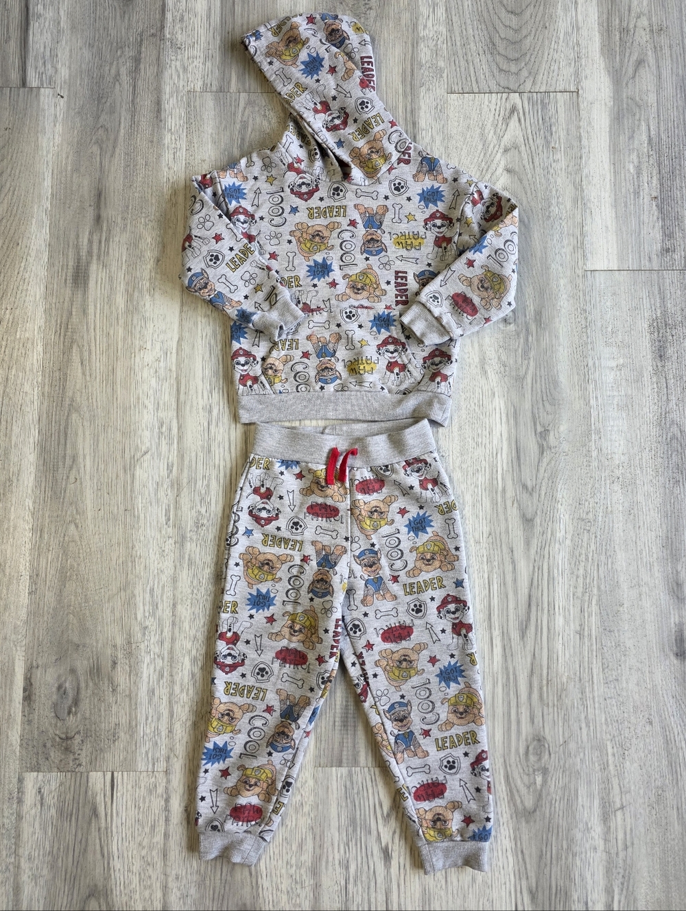 Paw Patrol Gray Kids Hoodie & Jogger Set with Red & Blue Accents